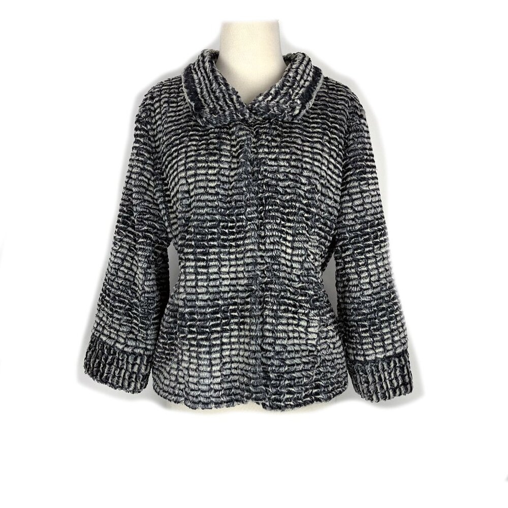 J'envie Womens L Faux Fur Jacket Coat Black